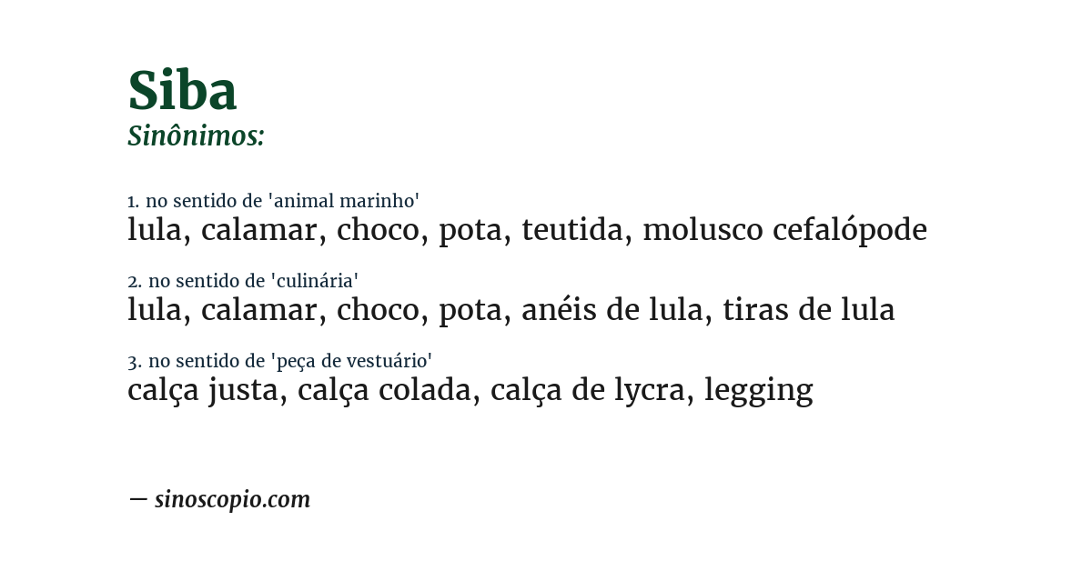 Sinônimo de siba