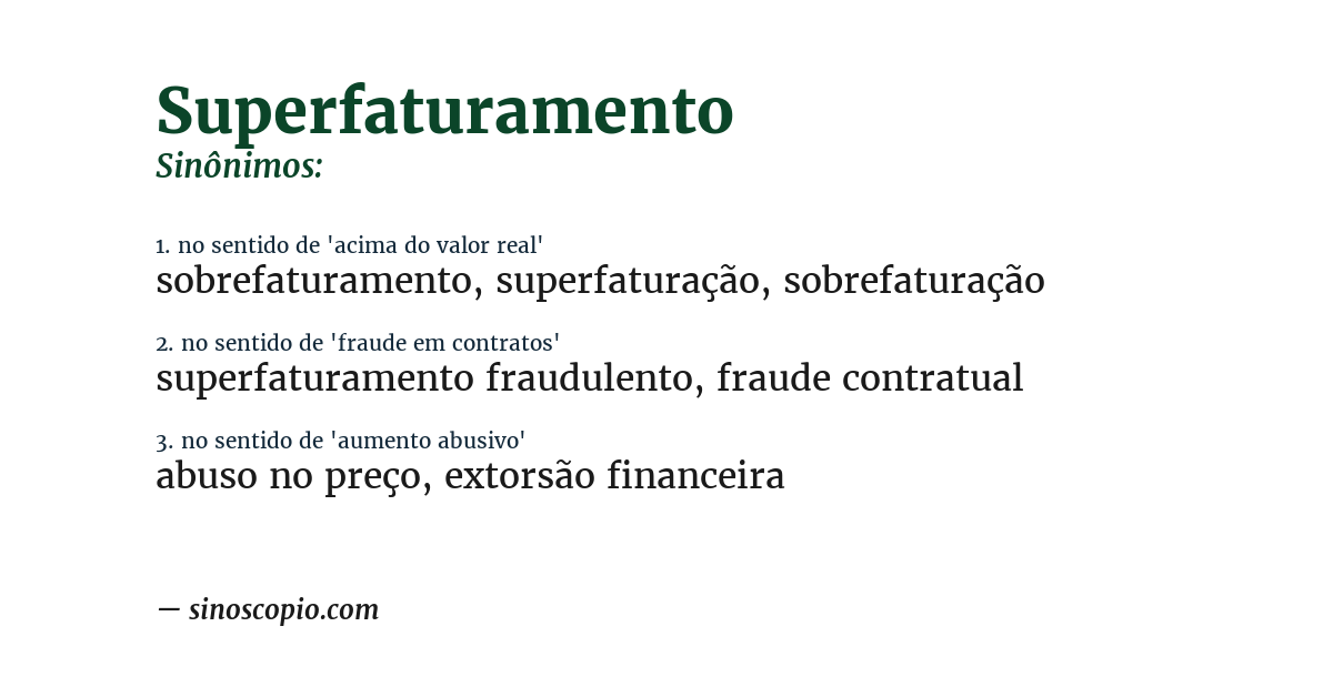 Sinônimo de superfaturamento