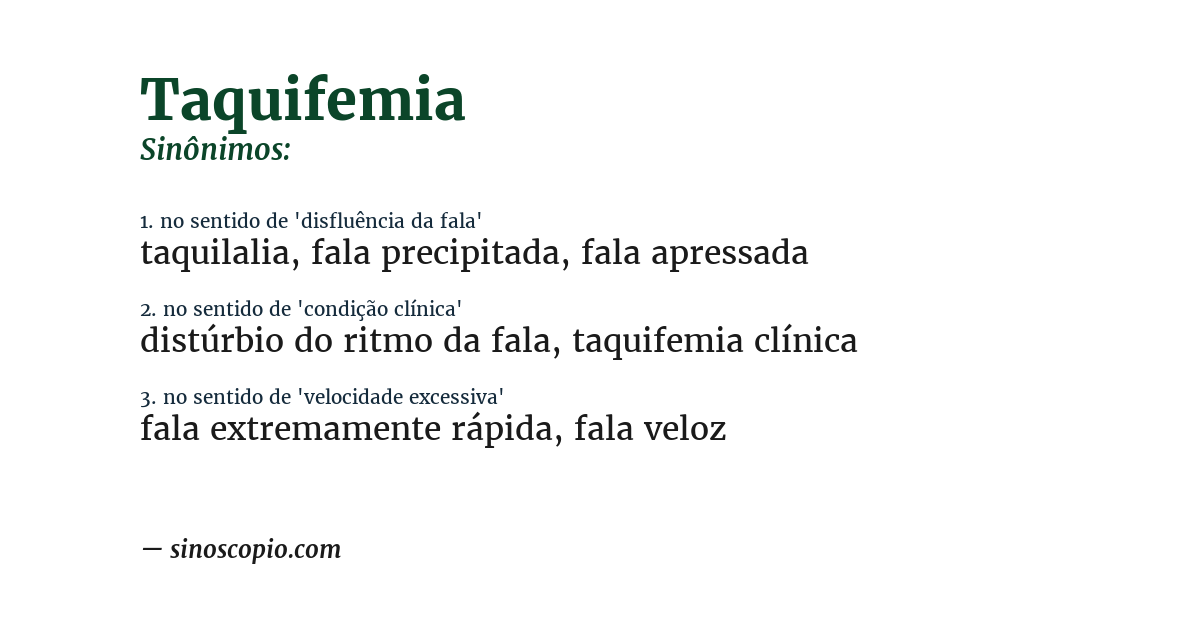 Sinônimo de taquifemia