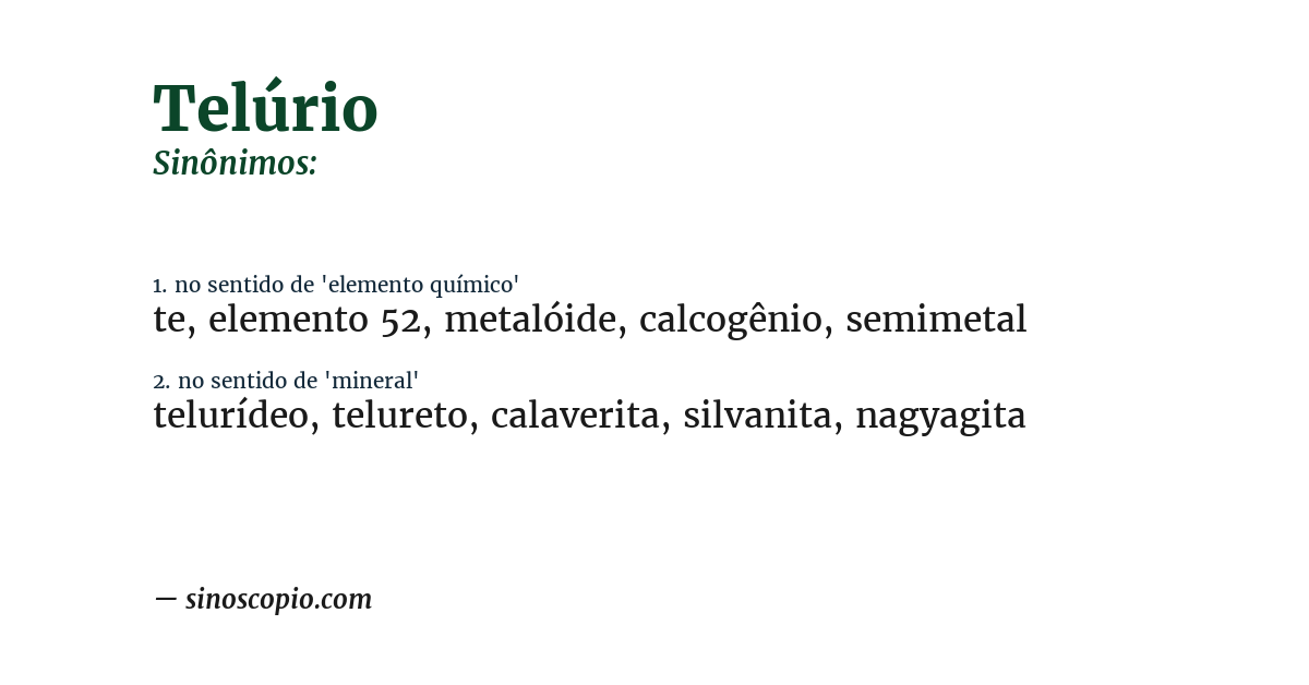 Sinônimo de telúrio