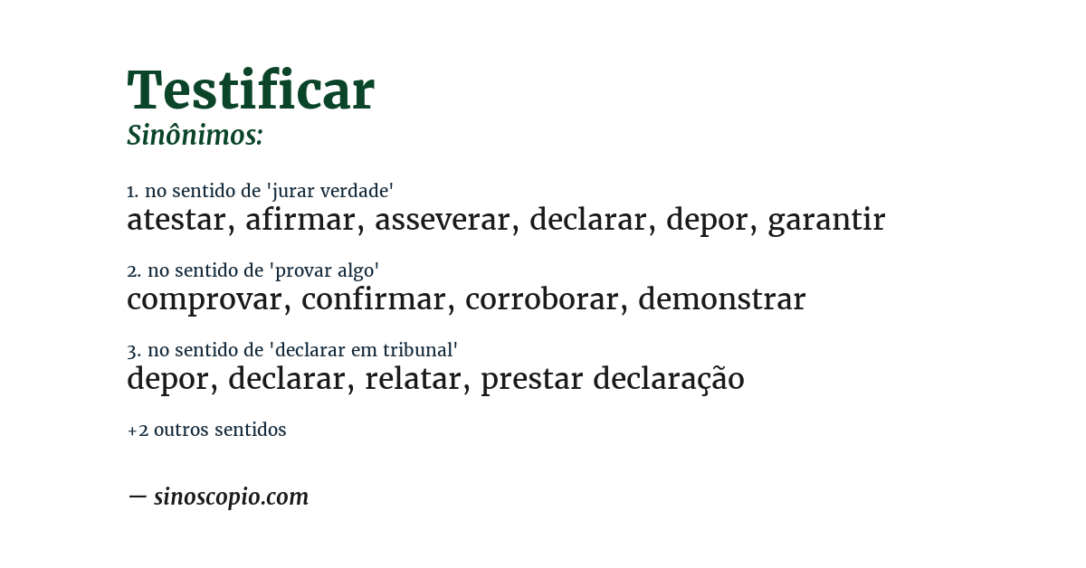 Sinônimo de testificar