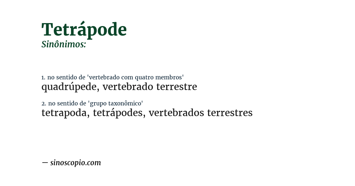 Sinônimo de tetrápode