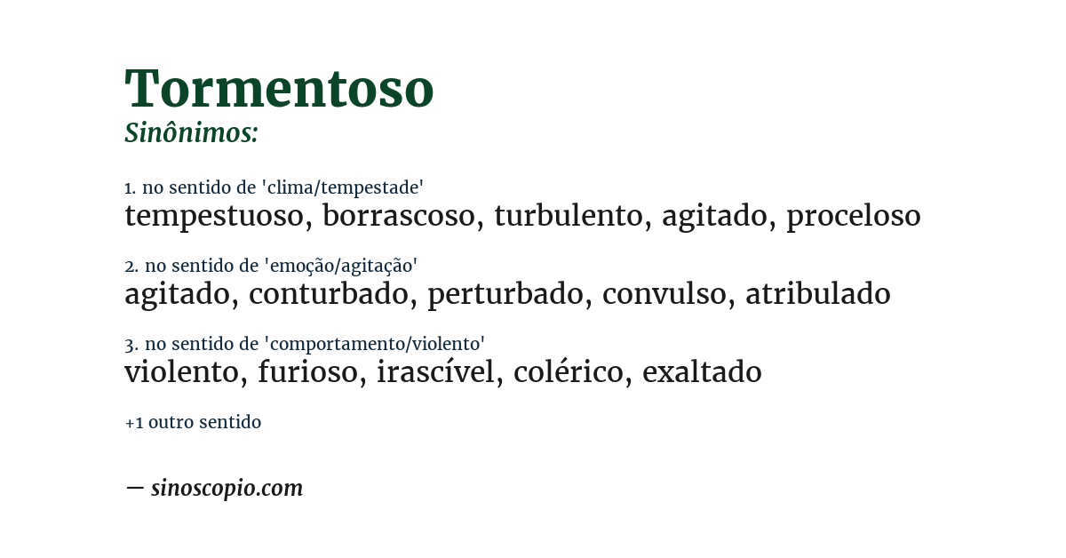 Sinônimo de tormentoso