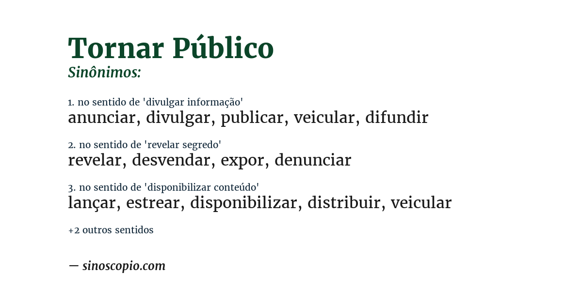 Sinônimo de tornar público