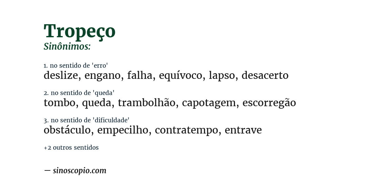 Sinônimo de tropeço