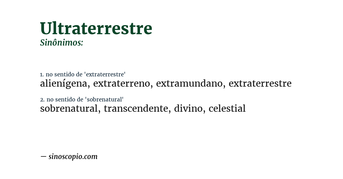 Sinônimo de ultraterrestre