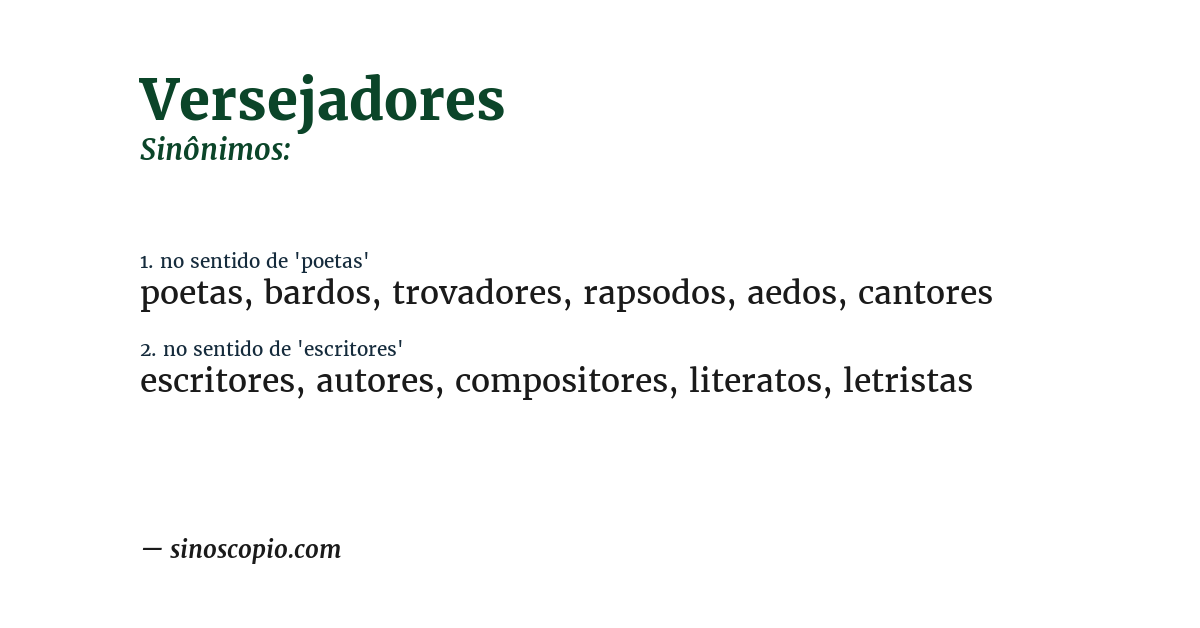 Sinônimo de versejadores