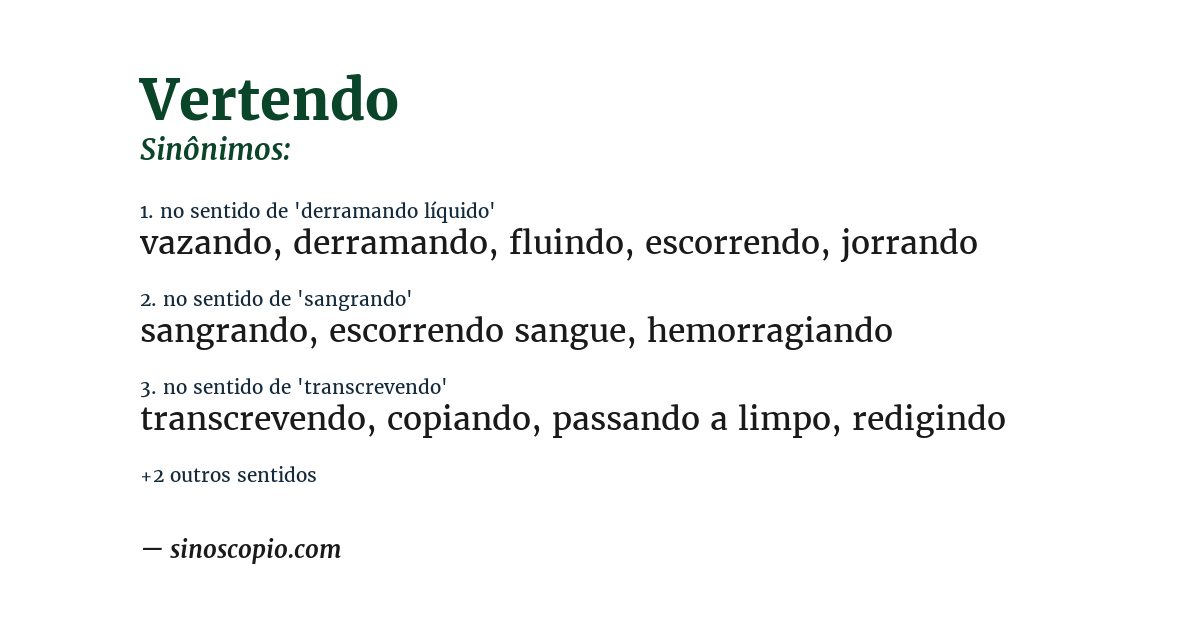 Sinônimo de vertendo