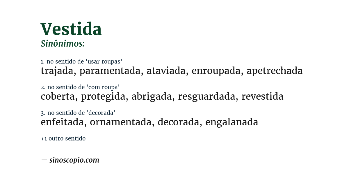 Sinônimo de vestida