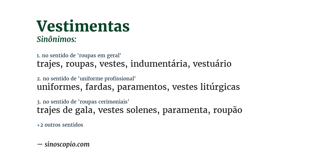 Sinônimo de vestimentas