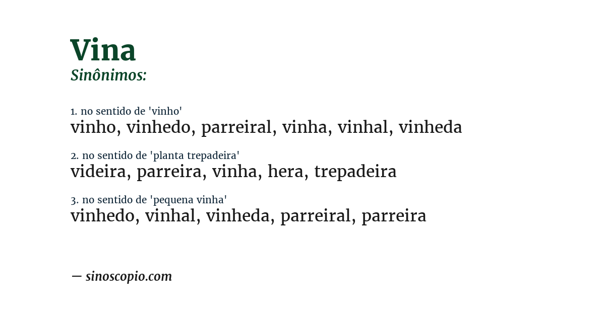 Sinônimo de vina
