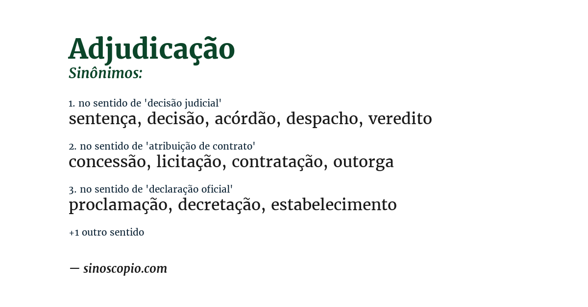 Sinônimo de adjudicação