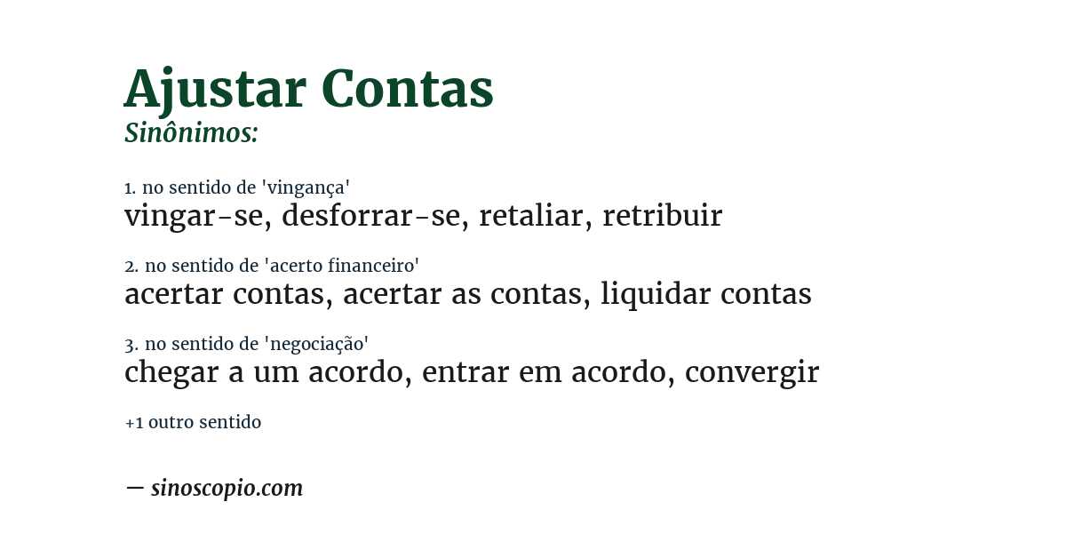 Sinônimo de ajustar contas