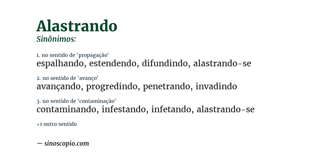 Sinônimo de alastrando