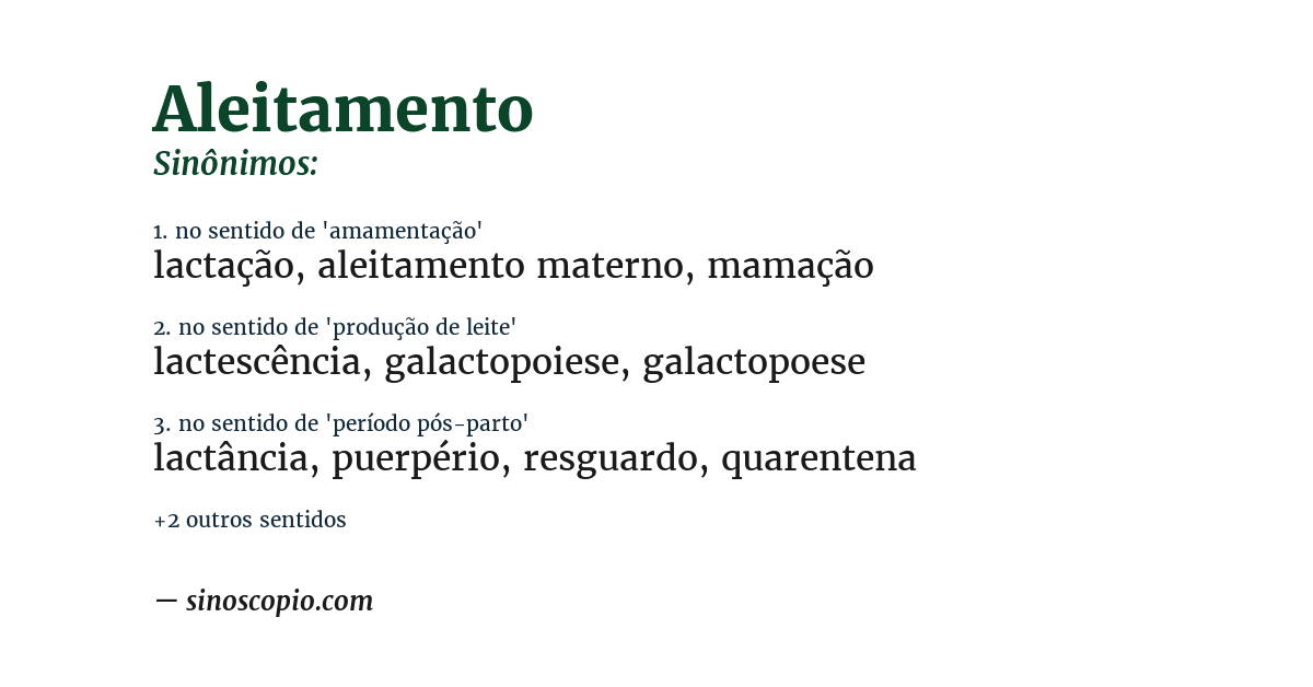 Sinônimo de aleitamento