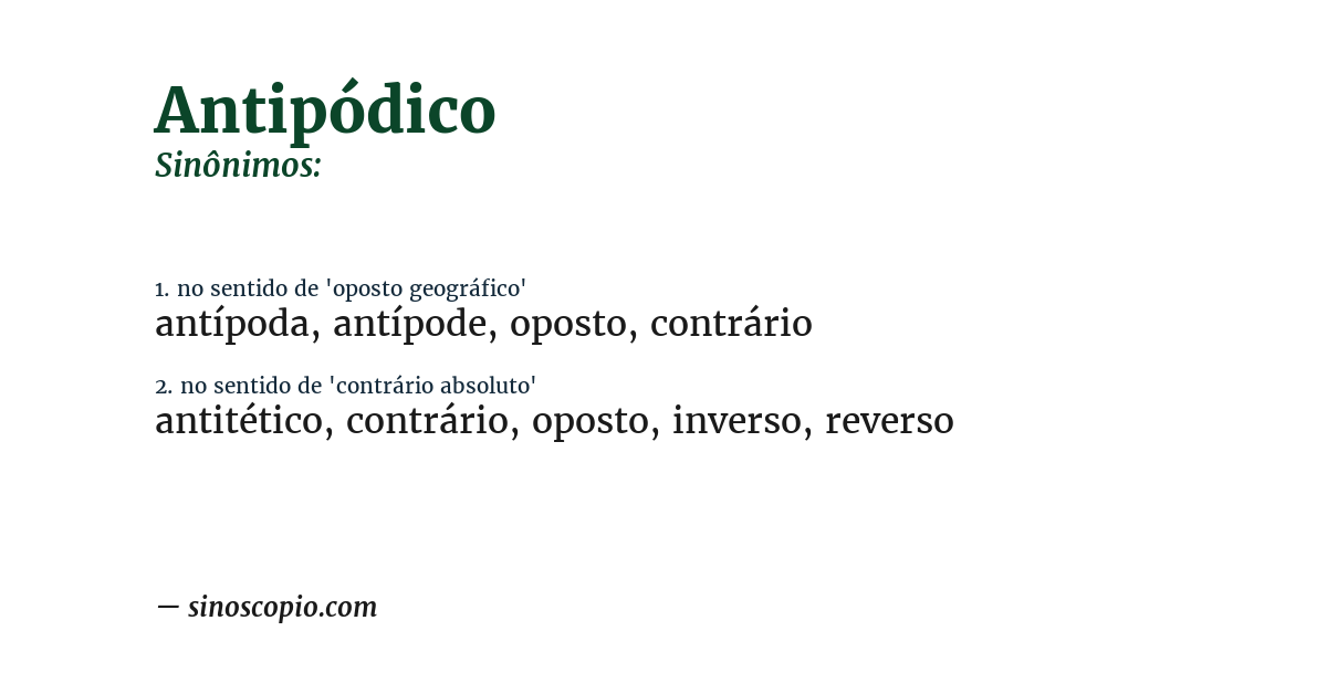 Sinônimo de antipódico