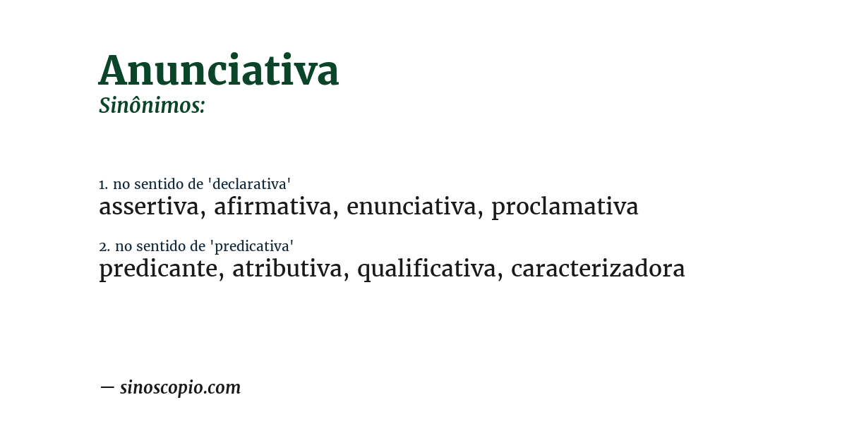 Sinônimo de anunciativa