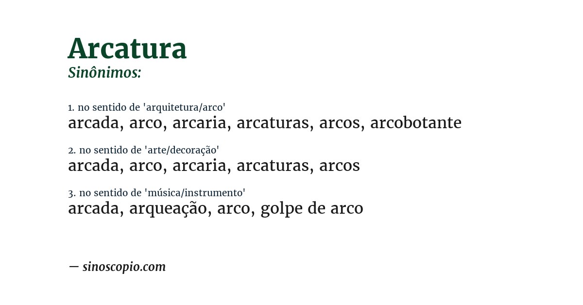 Sinônimo de arcatura