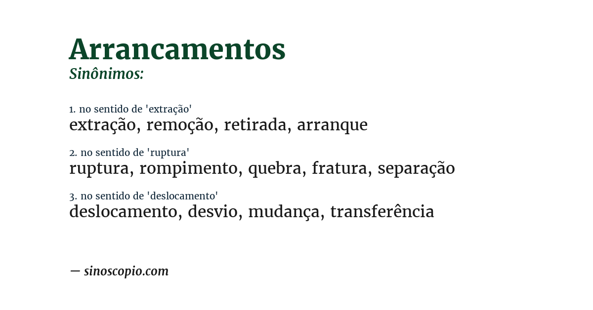 Sinônimo de arrancamentos