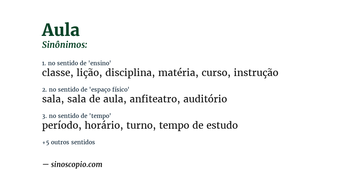 Sinônimo de aula