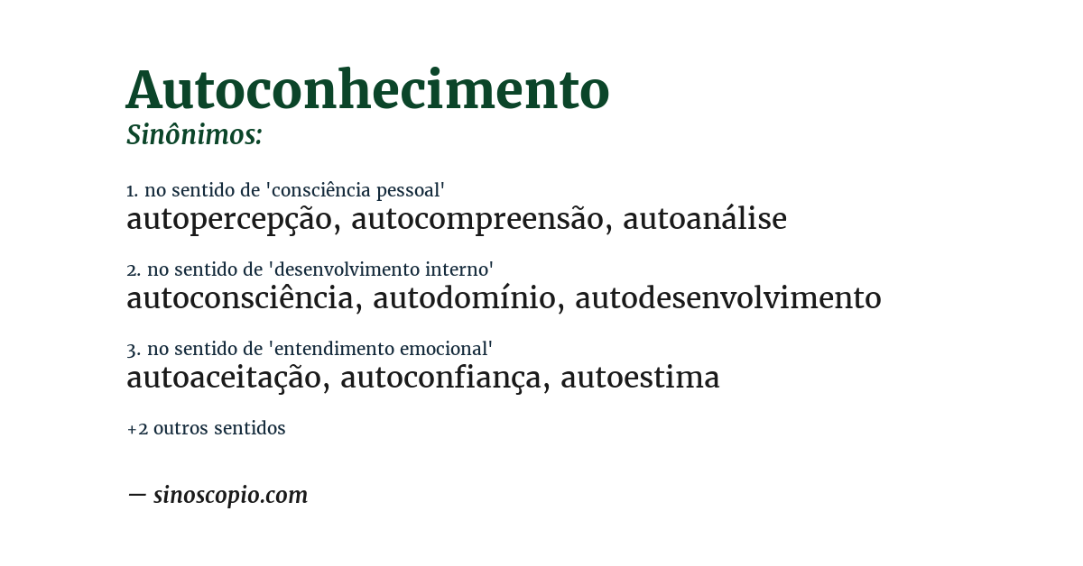 Sinônimo de autoconhecimento