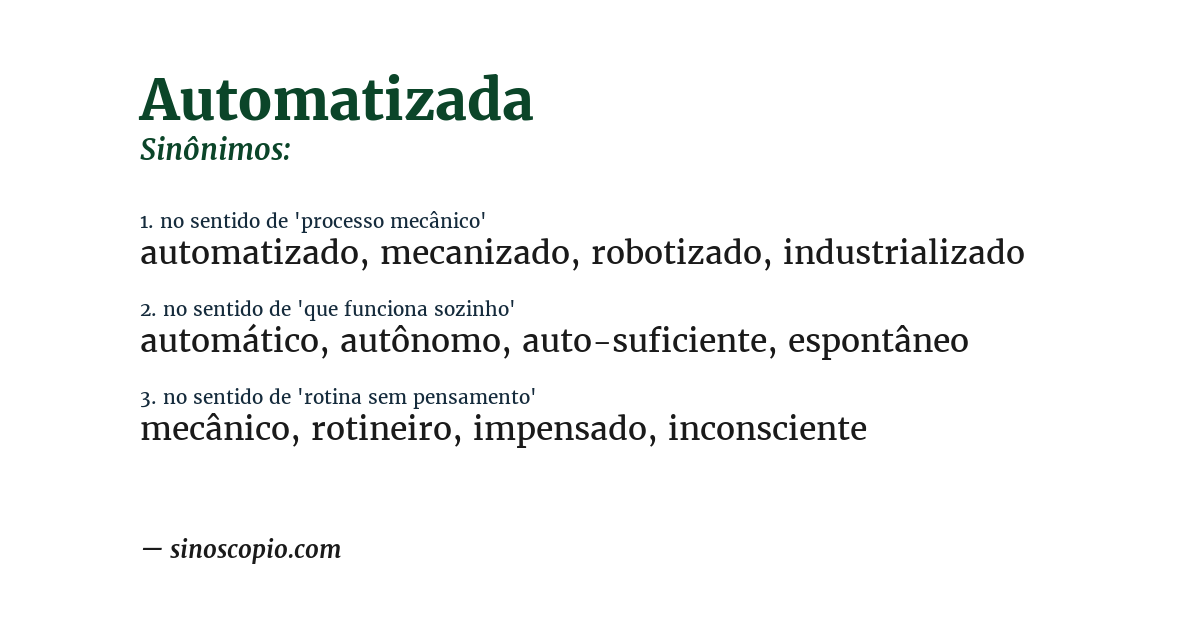 Sinônimo de automatizada