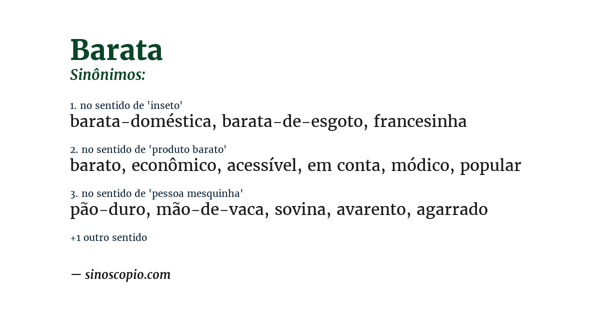 Sinônimo de barata