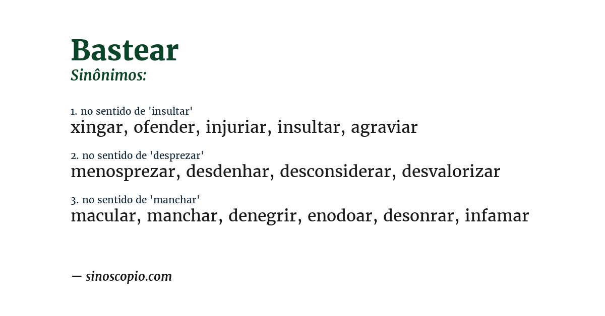 Sinônimo de bastear