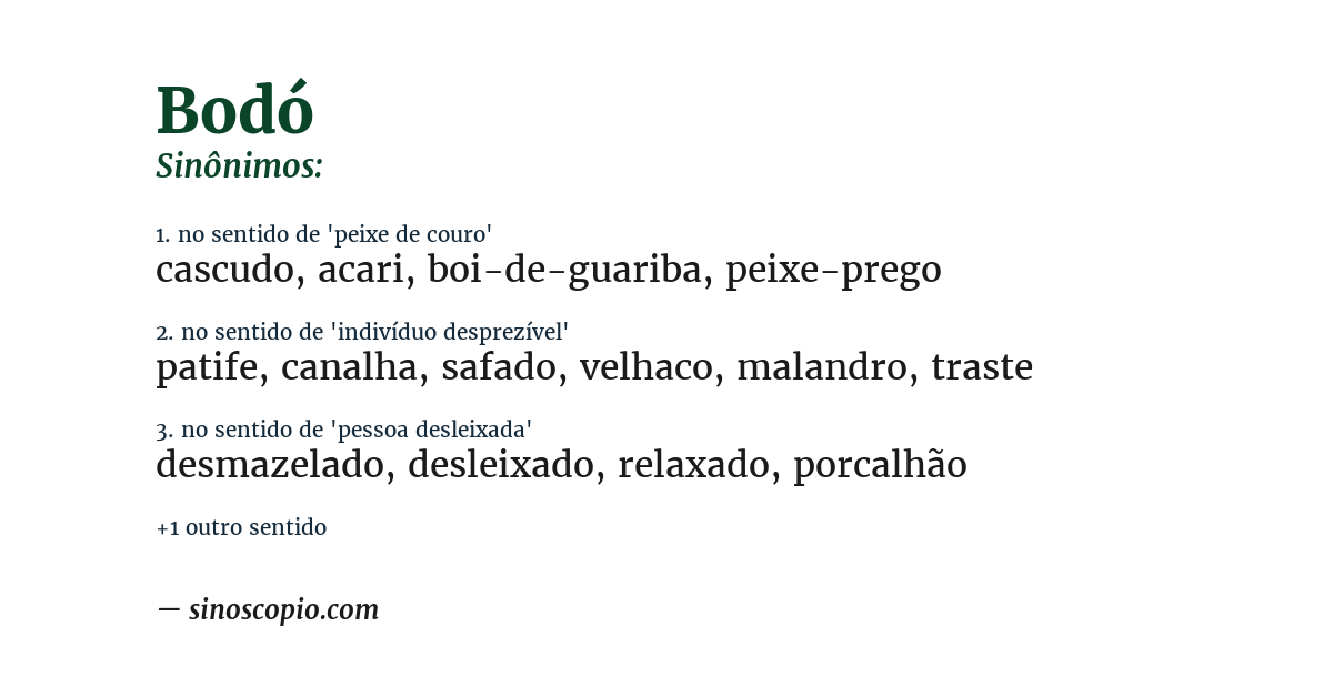 Sinônimo de bodó