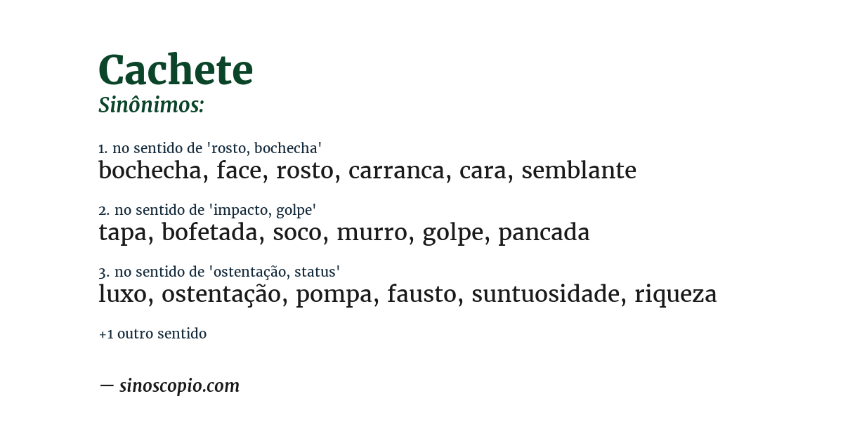 Sinônimo de cachete