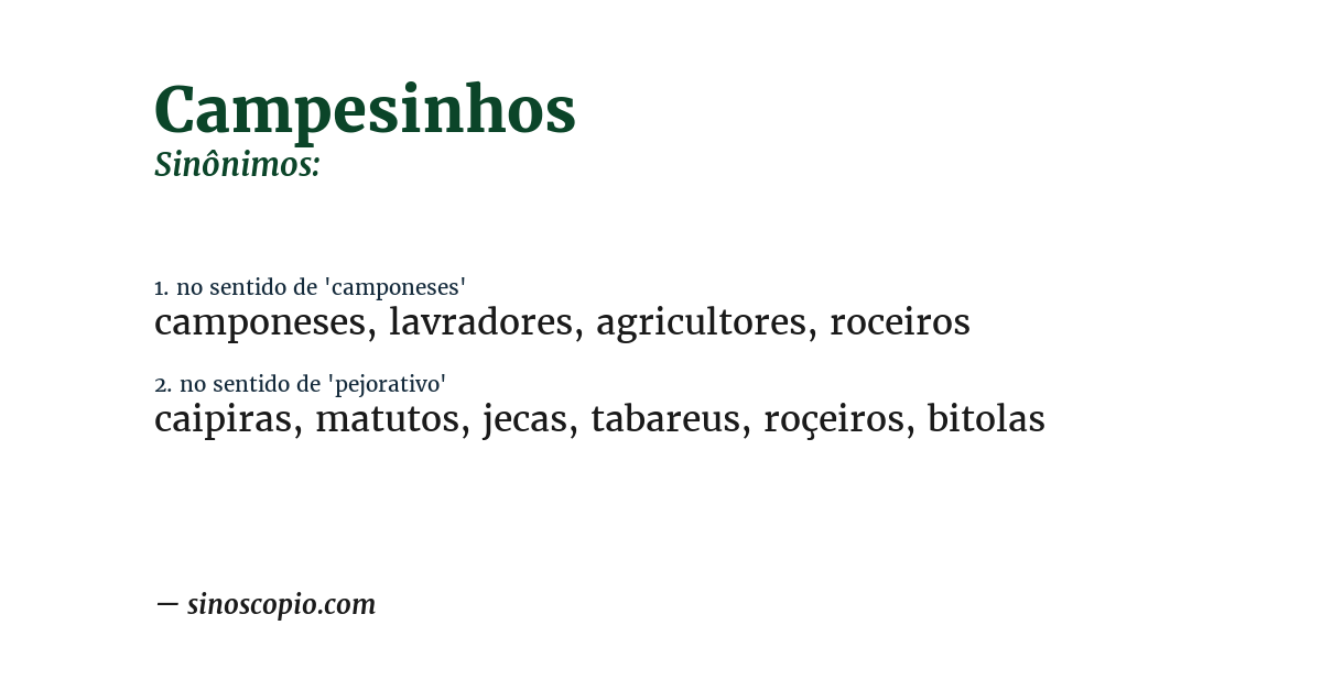 Sinônimo de campesinhos