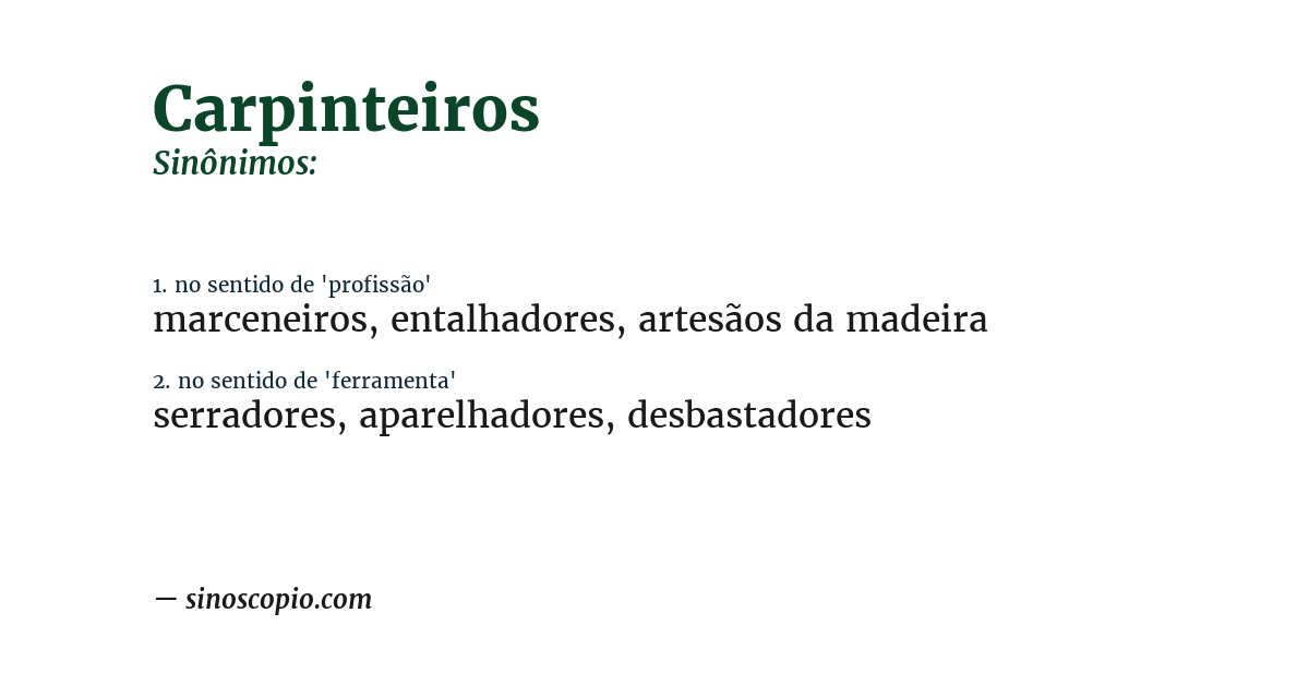 Sinônimo de carpinteiros