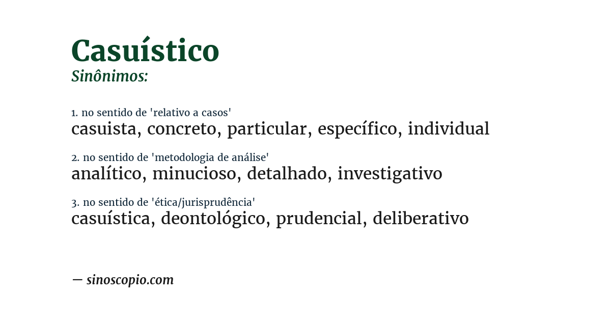 Sinônimo de casuístico