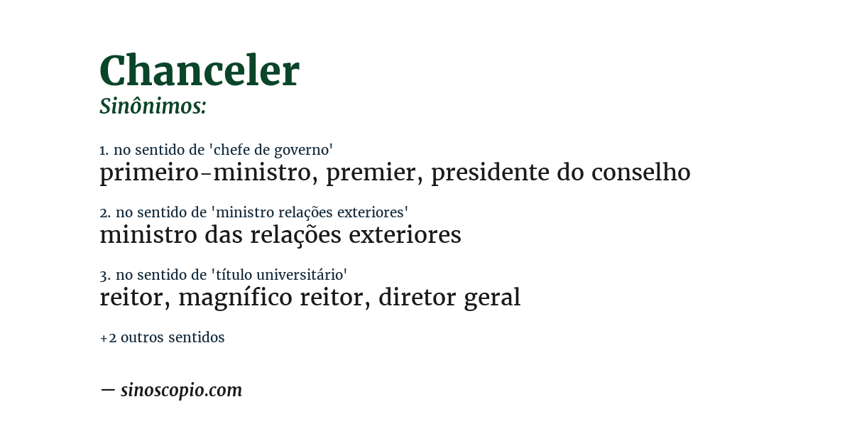 Sinônimo de chanceler
