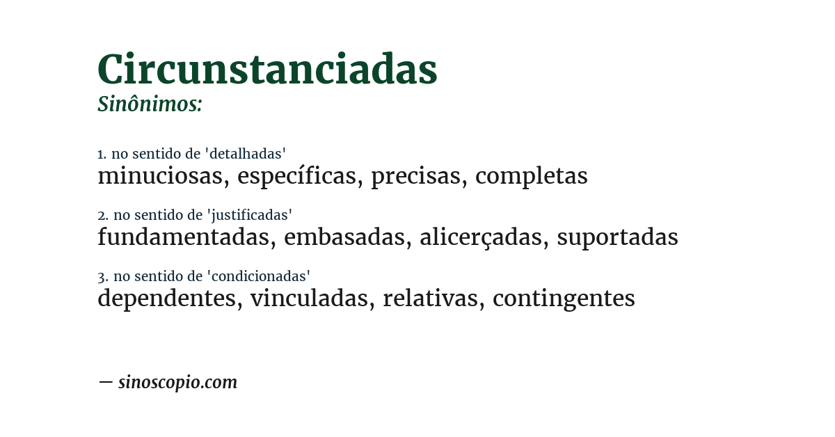 Sinônimo de circunstanciadas