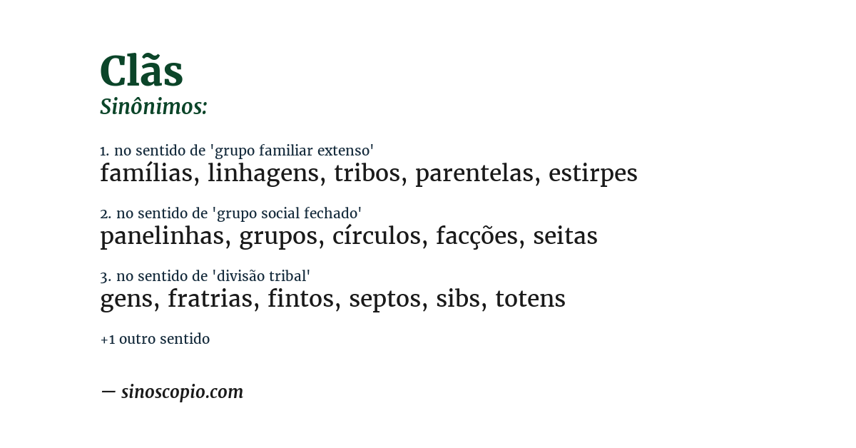 Sinônimo de clãs