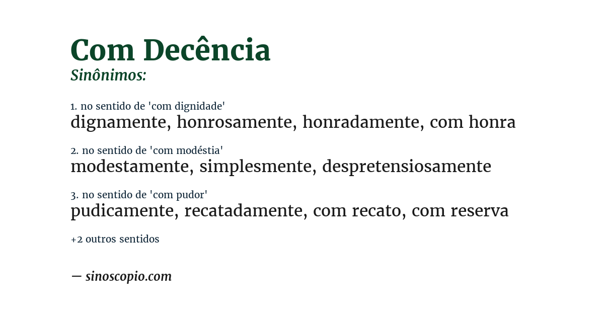 Sinônimo de com decência