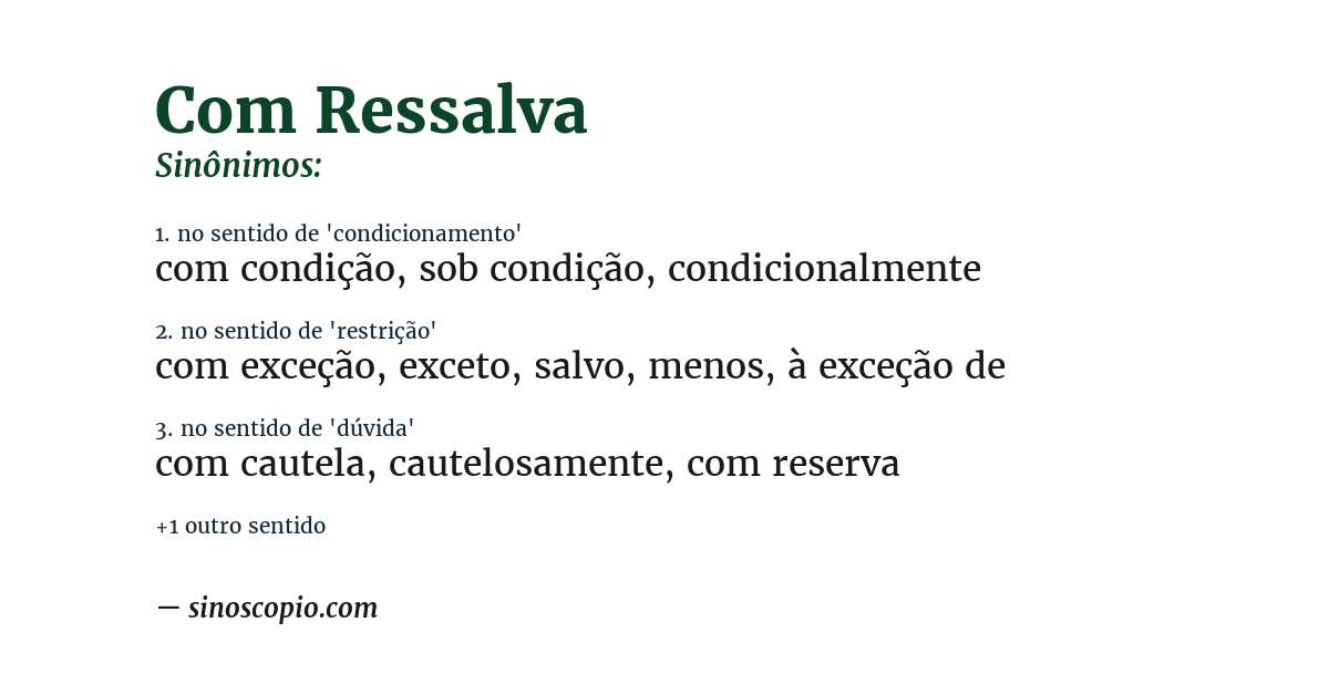 Sinônimo de com ressalva