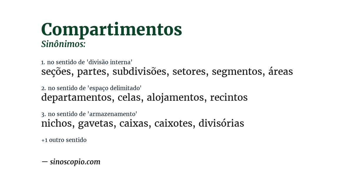 Sinônimo de compartimentos
