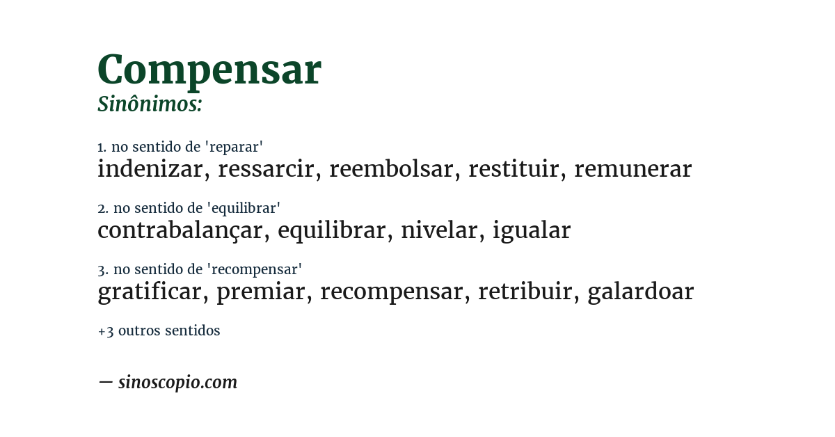 Sinônimo de compensar