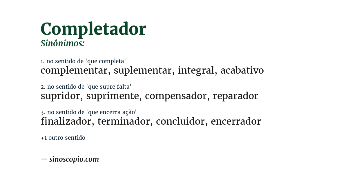 Sinônimo de completador