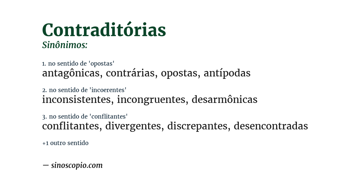 Sinônimo de contraditórias