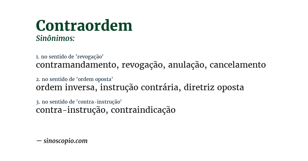 Sinônimo de contraordem