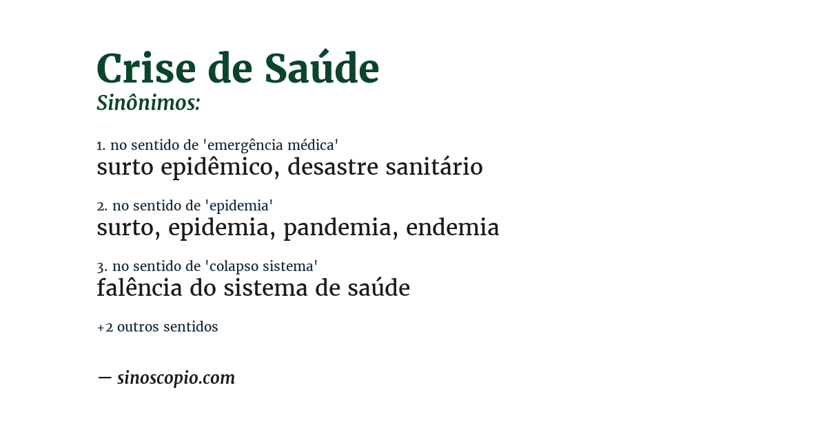 Sinônimo de crise de saúde