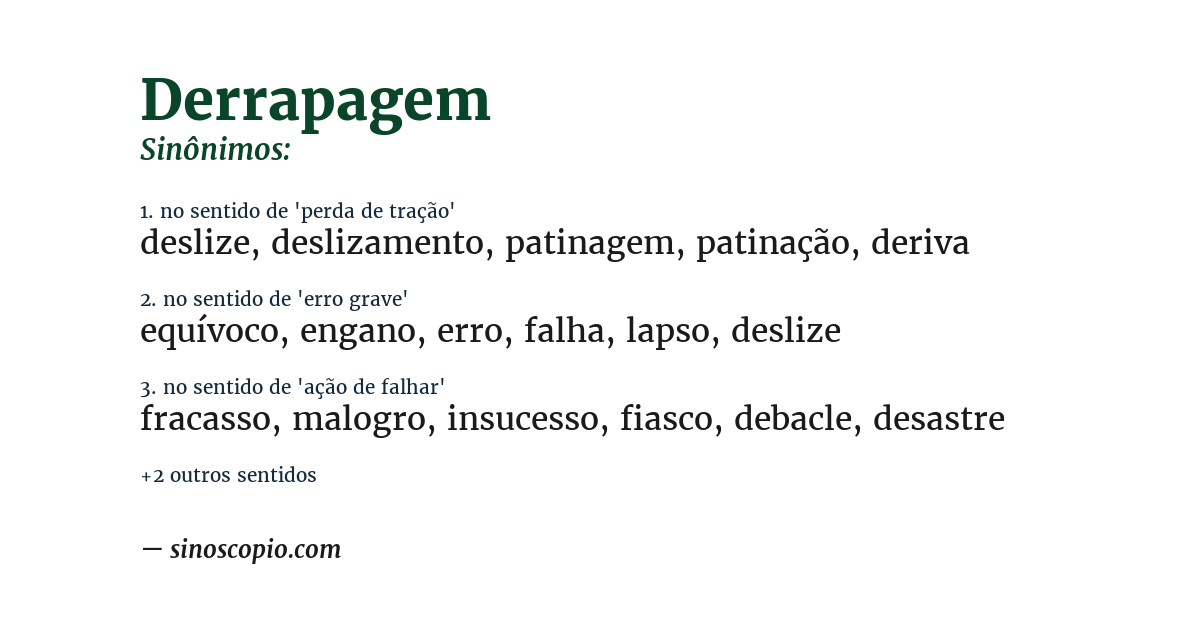 Sinônimo de derrapagem