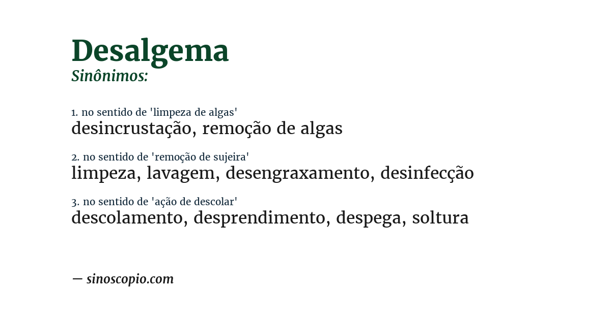 Sinônimo de desalgema