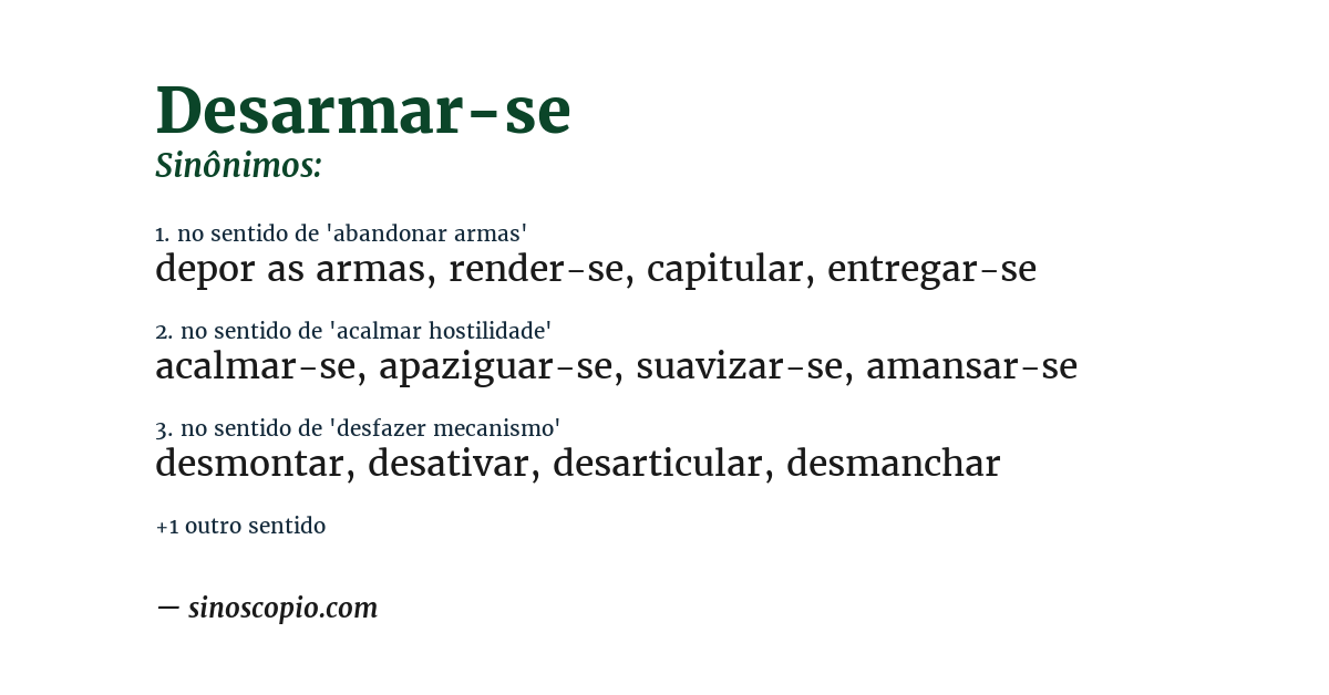 Sinônimo de desarmar-se