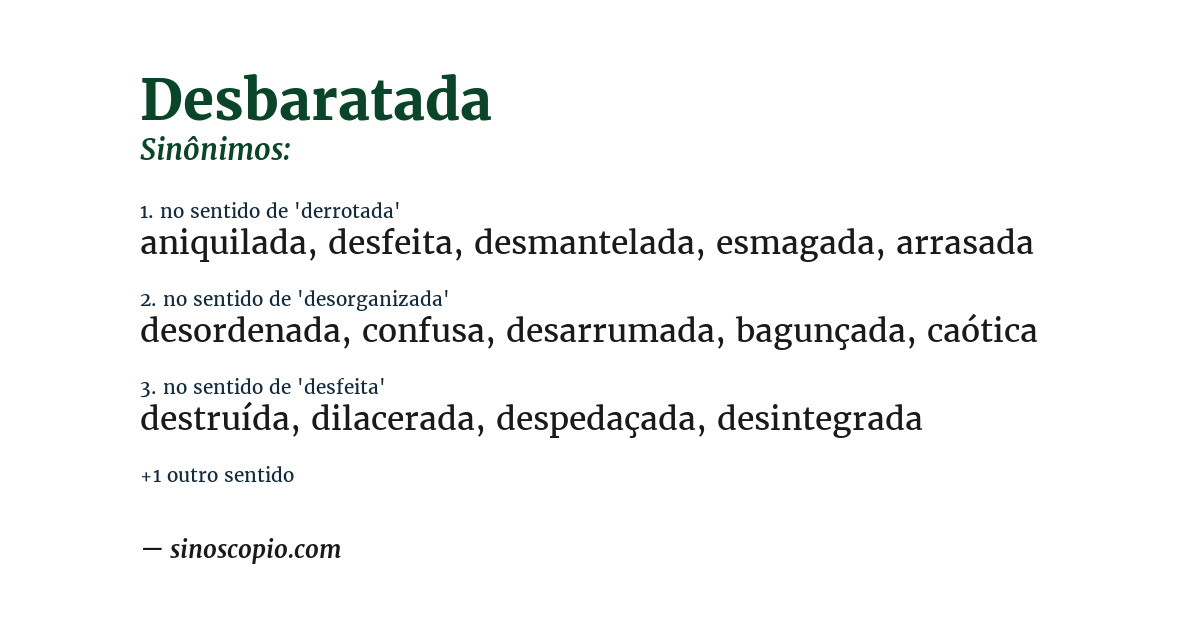 Sinônimo de desbaratada