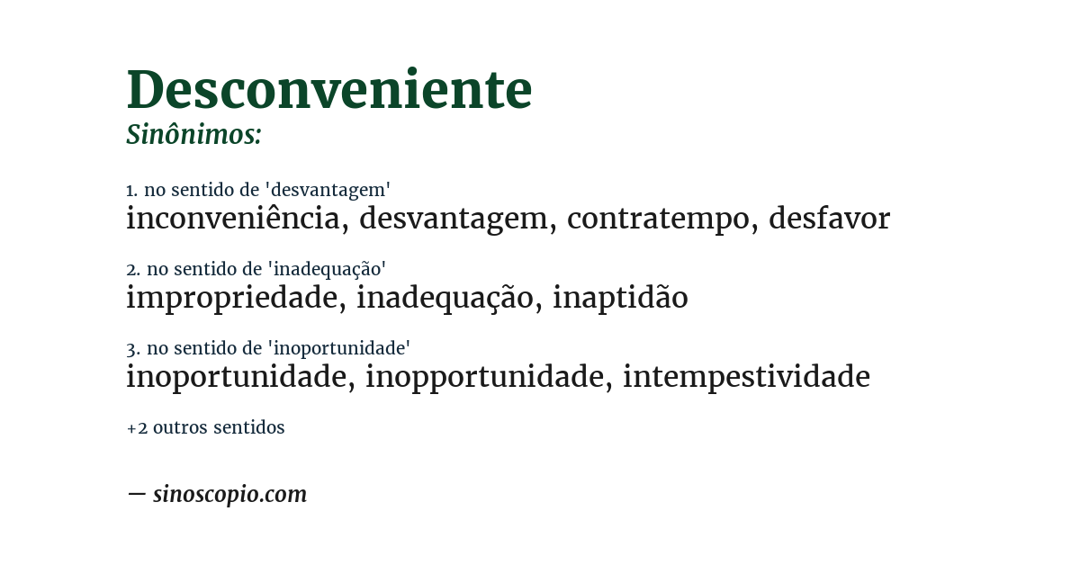 Sinônimo de desconveniente