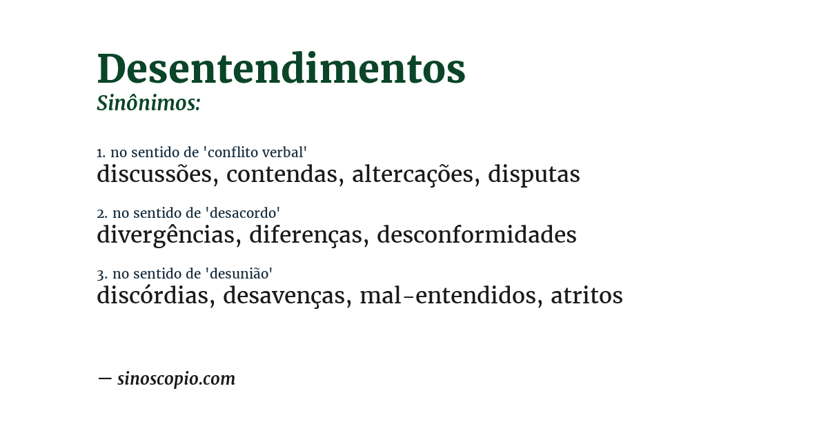 Sinônimo de desentendimentos